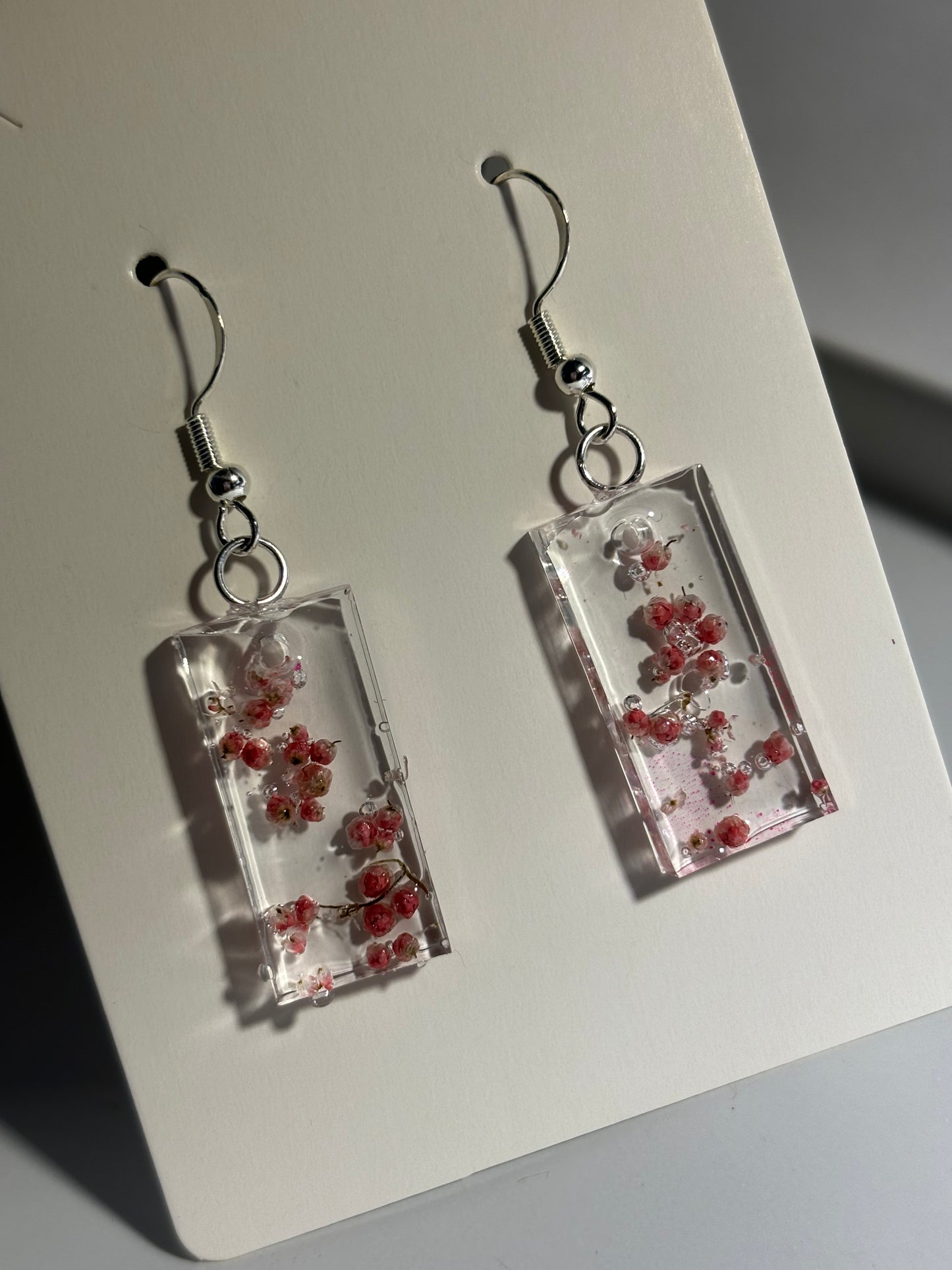 Pink Bloom Drops - Sterling Silver Earrings
