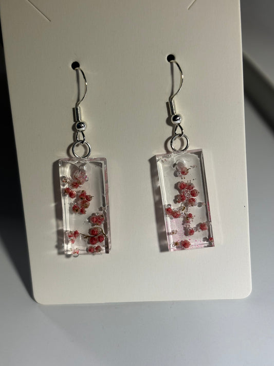 Pink Bloom Drops - Sterling Silver Earrings
